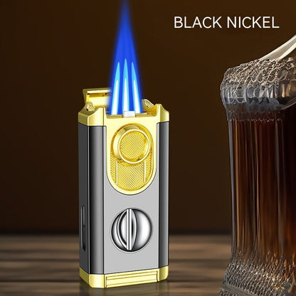 Cigar Lighter With Transom Three Torch Lighter
