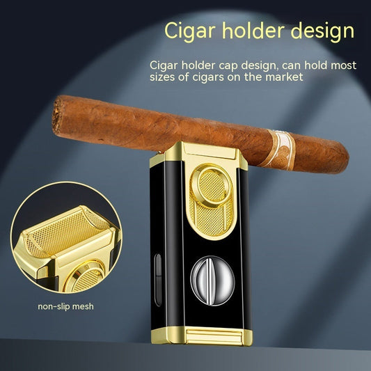 Cigar Lighter With Transom Three Torch Lighter