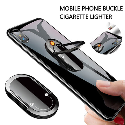 2 In 1 Portable Creative USB Plasma Lighter Mobile Phone Holder Multi-function Cigarette Lighter