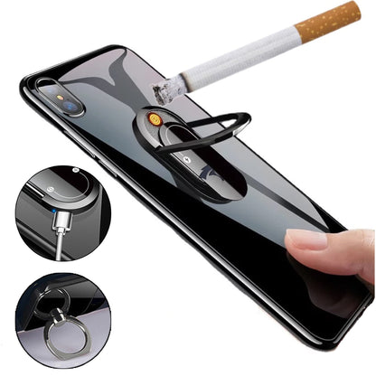 2 In 1 Portable Creative USB Plasma Lighter Mobile Phone Holder Multi-function Cigarette Lighter