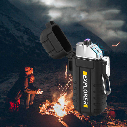 Double Lighter Waterproof Torch Outdoor USB Charging