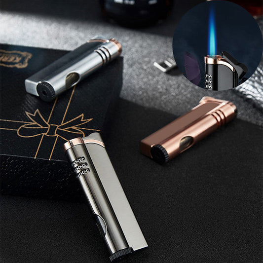 Creative Blue Flame Straight To Metal Inflatable Windproof Lighter