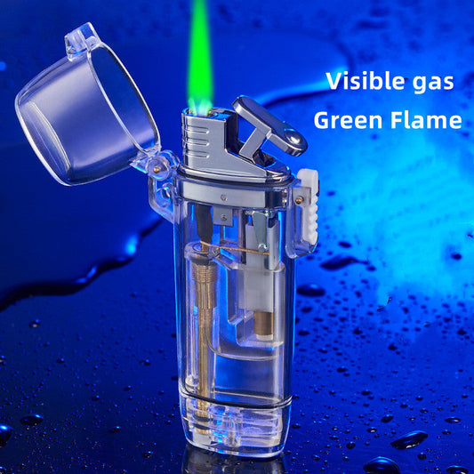 Transparent Waterproof Green Flame Lighter Gas