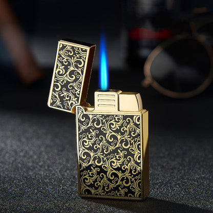 Bao B813 Gas Lighters Metal Langsheng Steel Tone Direct Punching Windproof Blue Flame Electronic Lighter