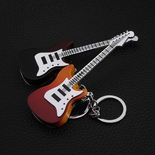 Creative Guitar Shape Inflatable Flame Lighter Personalized Key Chain