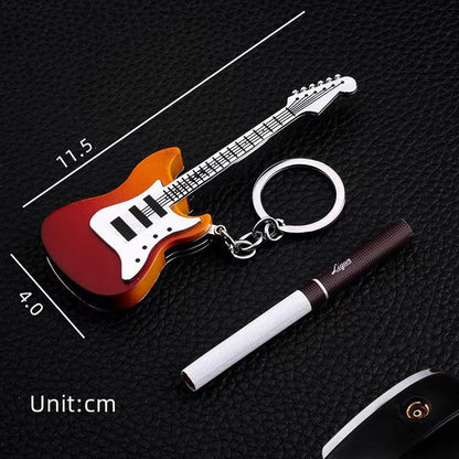 Creative Guitar Shape Inflatable Flame Lighter Personalized Key Chain